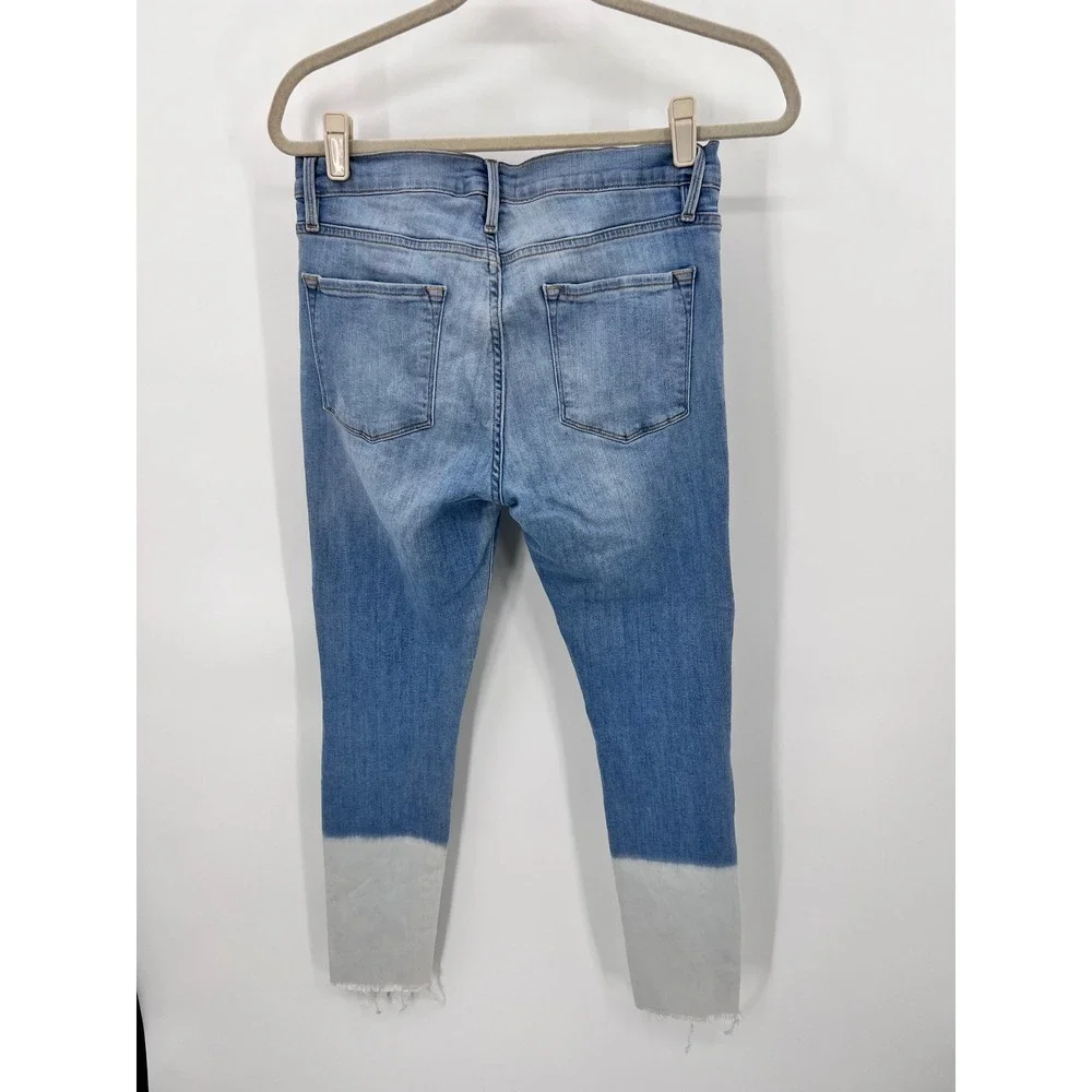 FRAME‎ Le Skinny de Jeanne Crop Jeans Finchley Dip Dye Raw Hem Size 29